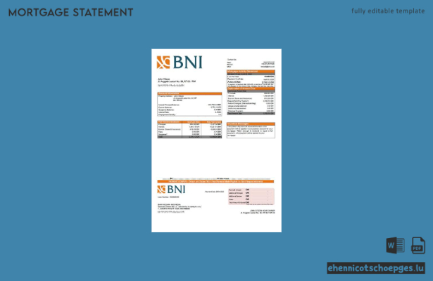 BNI-Hypothekenauszug der Indonesia Bank Negara Indonesia Beispielvorschau in Word und PDF